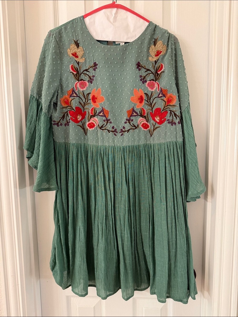 Umgee Light Green Embroidered Boho Tunic